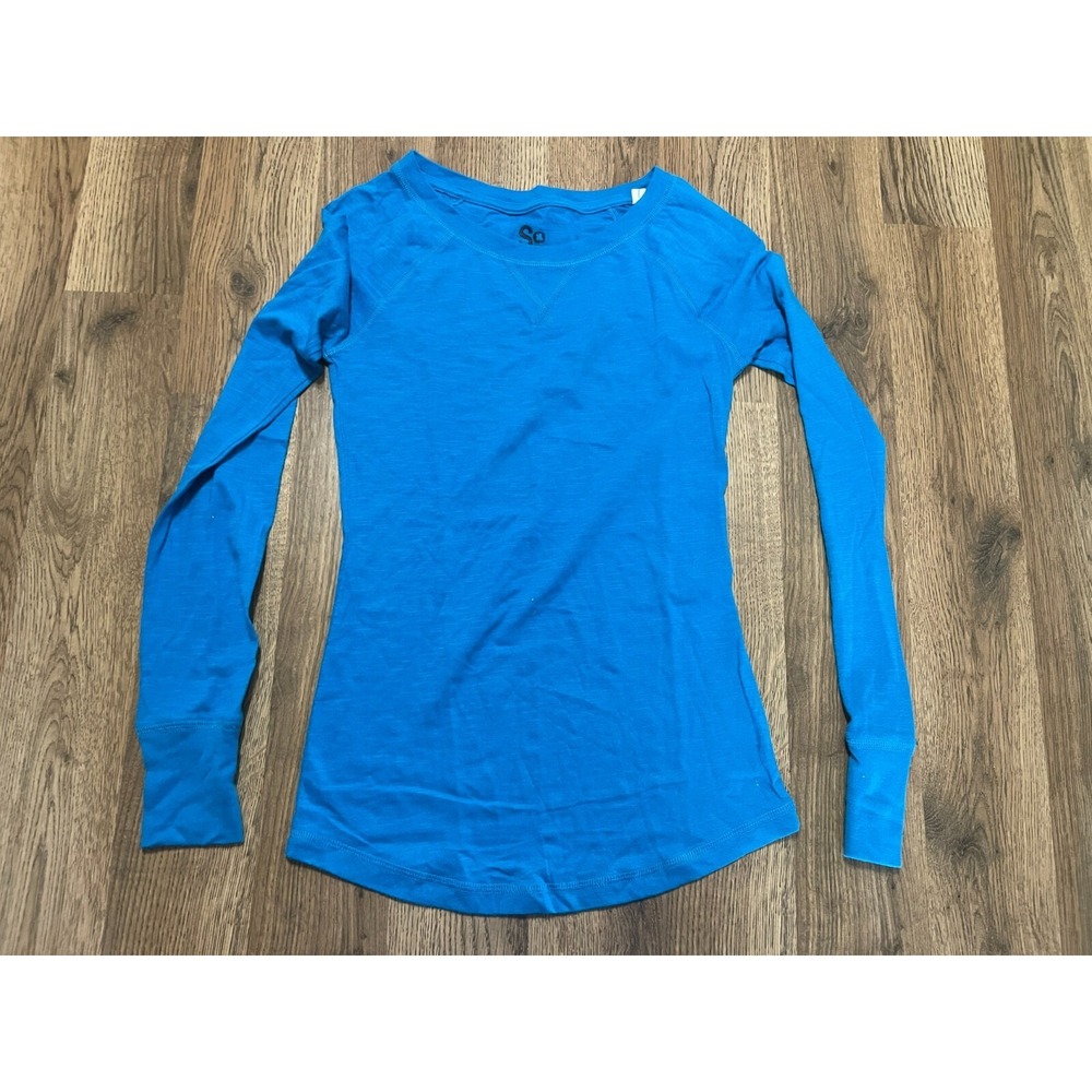 SO Shirt, Women's Size Small, Blue, Long Sleeve, Boat Neck